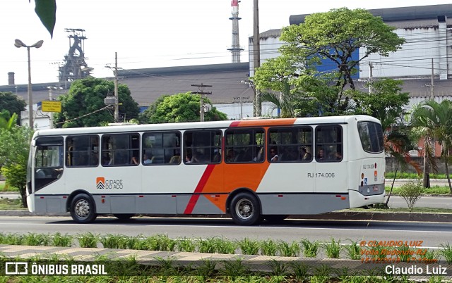 Viação Cidade do Aço RJ 174.006 na cidade de Volta Redonda, Rio de Janeiro, Brasil, por Claudio Luiz. Número da foto: #6358350.