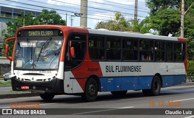 Viação Sul Fluminense RJ202.003 na cidade de Volta Redonda, Rio de Janeiro, Brasil, por Claudio Luiz. Número da foto: #6358330.
