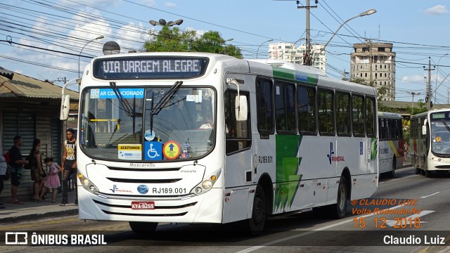 Viação Pinheiral RJ 189.001 na cidade de Volta Redonda, Rio de Janeiro, Brasil, por Claudio Luiz. ID da foto: 6360186.