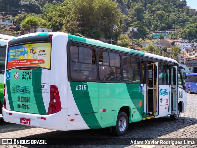 Viação Piracicabana Santos 5316 na cidade de Santos, São Paulo, Brasil, por Adam Xavier Rodrigues Lima. Número da foto: #6364769.