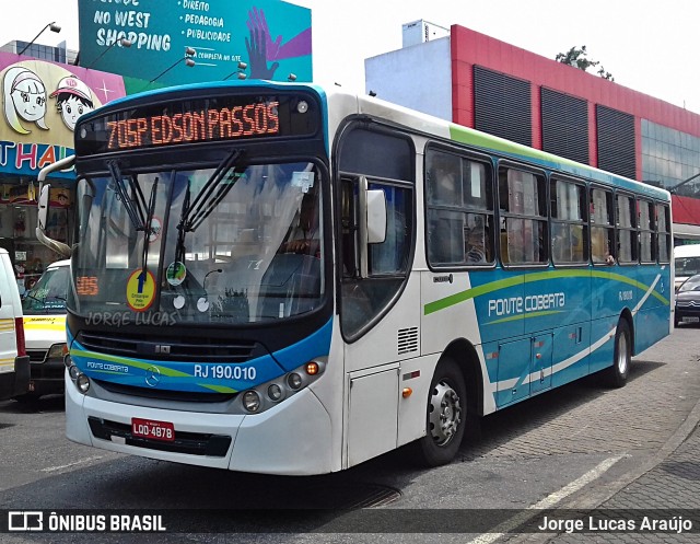 Viação Ponte Coberta RJ 190.010 na cidade de Rio de Janeiro, Rio de Janeiro, Brasil, por Jorge Lucas Araújo. Número da foto: #6387951.