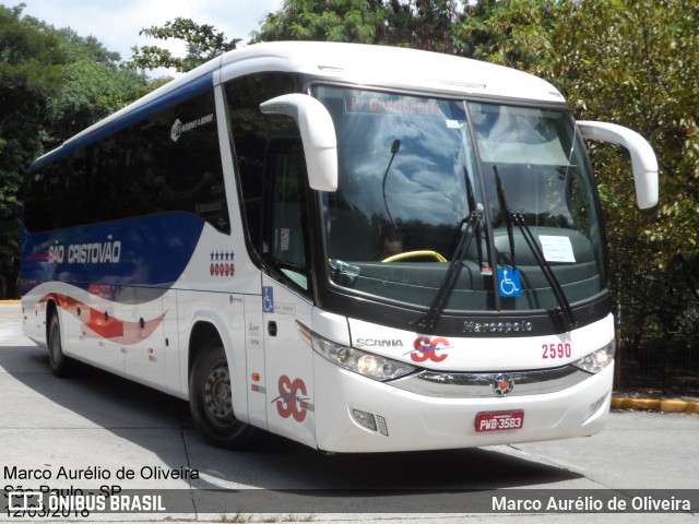 Viação São Cristóvão 2590 na cidade de São Paulo, São Paulo, Brasil, por Marco Aurélio de Oliveira. ID da foto: 6393569.