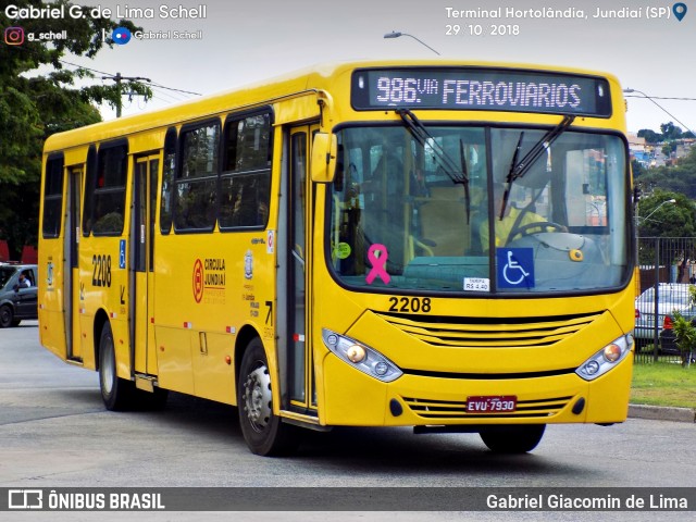 Viação Jundiaiense 2208 na cidade de Jundiaí, São Paulo, Brasil, por Gabriel Giacomin de Lima. Número da foto: #6396735.