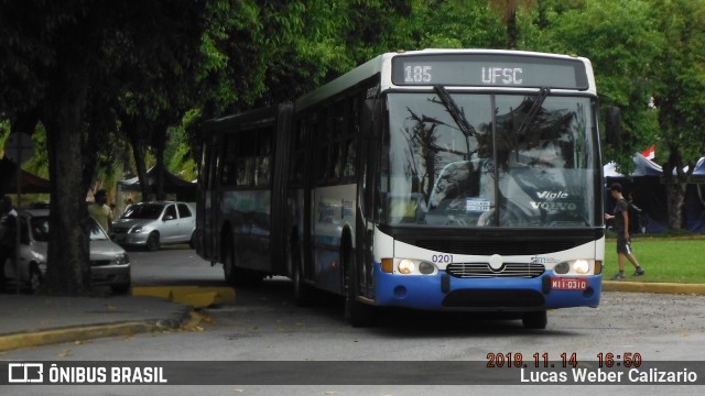 Transol Transportes Coletivos 0201 na cidade de Florianópolis, Santa Catarina, Brasil, por Lucas Weber Calizario. ID da foto: 6333069.