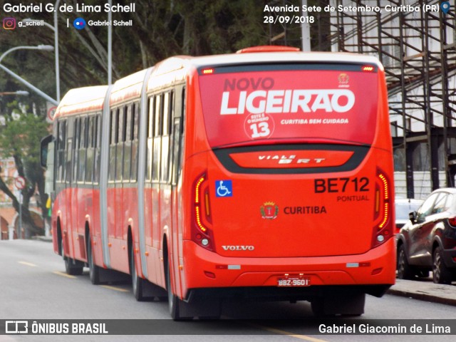 Transporte Coletivo Glória BE712 na cidade de Curitiba, Paraná, Brasil, por Gabriel Giacomin de Lima. ID da foto: 6335736.