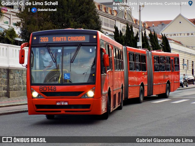 Transporte Coletivo Glória BD148 na cidade de Curitiba, Paraná, Brasil, por Gabriel Giacomin de Lima. ID da foto: 6335745.