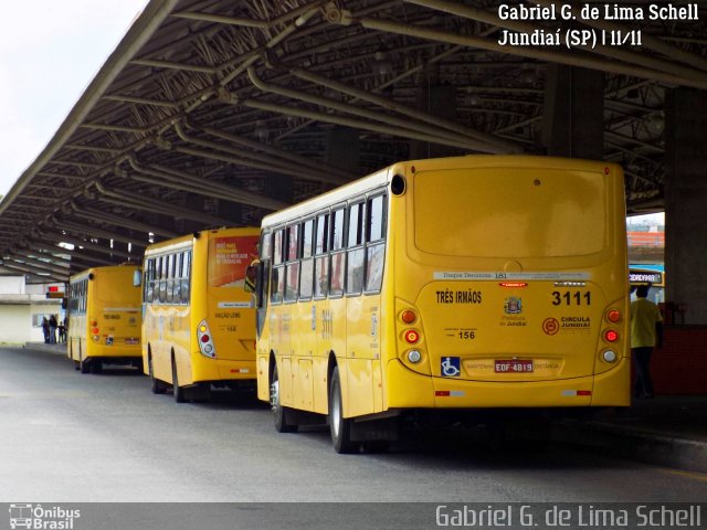 Auto Ônibus Três Irmãos 3111 na cidade de Jundiaí, São Paulo, Brasil, por Gabriel Giacomin de Lima. Número da foto: #5727733.
