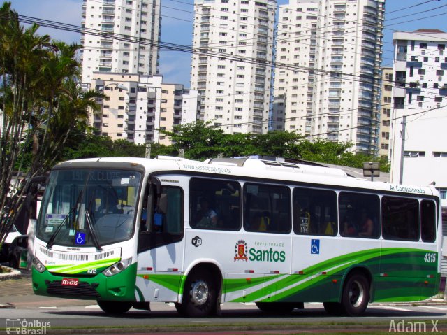 Viação Piracicabana Santos 4315 na cidade de Santos, São Paulo, Brasil, por Adam Xavier Rodrigues Lima. Número da foto: #5729513.