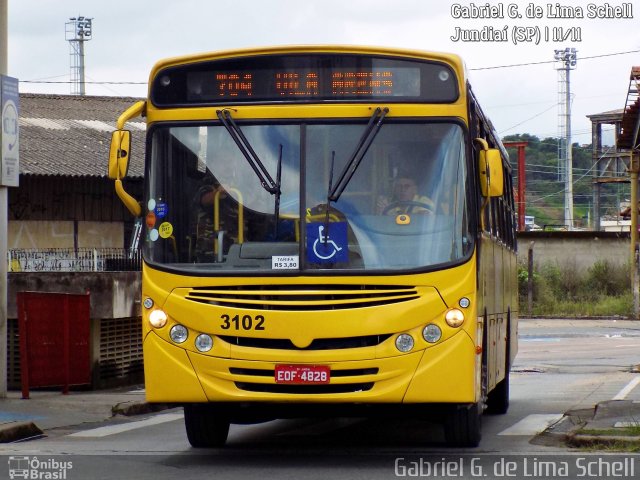 Auto Ônibus Três Irmãos 3102 na cidade de Jundiaí, São Paulo, Brasil, por Gabriel Giacomin de Lima. Número da foto: #5741210.