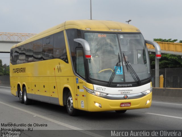 Viação Itapemirim 60747 na cidade de Nova Iguaçu, Rio de Janeiro, Brasil, por Marco Aurélio de Oliveira. Número da foto: #5742529.