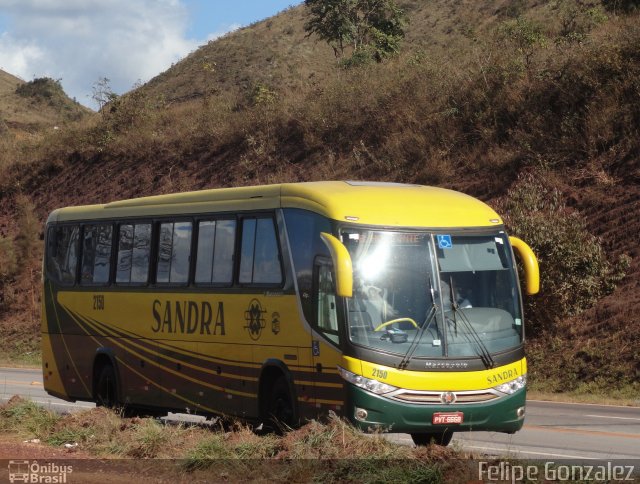 Viação Sandra 2150 na cidade de Itabirito, Minas Gerais, Brasil, por Felipe Gonzalez. ID da foto: 5748019.