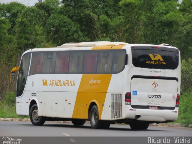 Viação Araguarina 10703 na cidade de Brasília, Distrito Federal, Brasil, por Ricardo Vieira. ID da foto: 5756100.