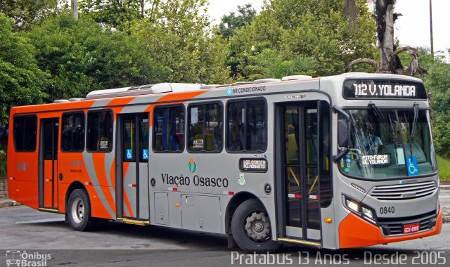 Viação Osasco 0840 na cidade de Osasco, São Paulo, Brasil, por Cristiano Soares da Silva. ID da foto: 5759524.