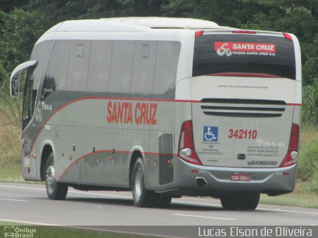 Viação Santa Cruz 342110 na cidade de Jaguariúna, São Paulo, Brasil, por Lucas Elson de Oliveira. Número da foto: #5758728.