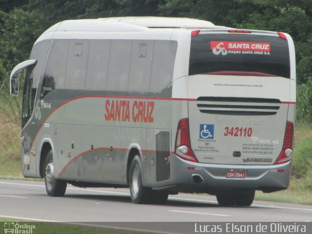 Viação Santa Cruz 342110 na cidade de Jaguariúna, São Paulo, Brasil, por Lucas Elson de Oliveira. ID da foto: 5758728.