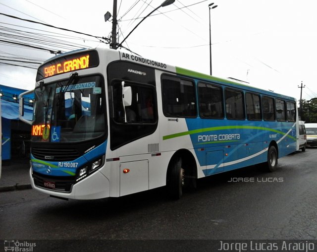 Viação Ponte Coberta RJ 190.087 na cidade de Rio de Janeiro, Rio de Janeiro, Brasil, por Jorge Lucas Araújo. Número da foto: #5762697.