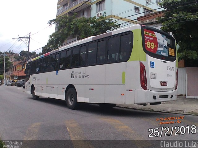 Viação Novacap B51547 na cidade de Rio de Janeiro, Rio de Janeiro, Brasil, por Claudio Luiz. Número da foto: #5767823.