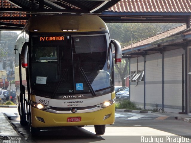 Viação Itapemirim 60523 na cidade de Embu das Artes, São Paulo, Brasil, por Rodrigo Piragibe. Número da foto: #5769903.