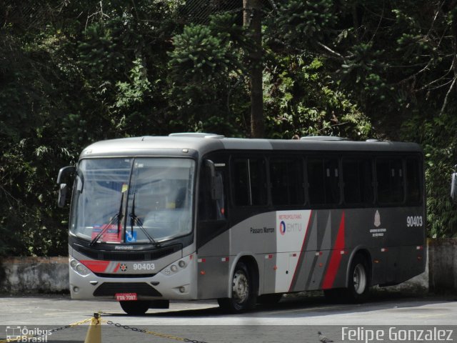 Empresa de Ônibus Pássaro Marron 90403 na cidade de Campos do Jordão, São Paulo, Brasil, por Felipe Gonzalez. ID da foto: 5710808.