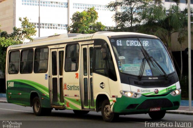 Viação Piracicabana Santos 5400 na cidade de Santos, São Paulo, Brasil, por Francisco Ivano. Número da foto: #5713981.