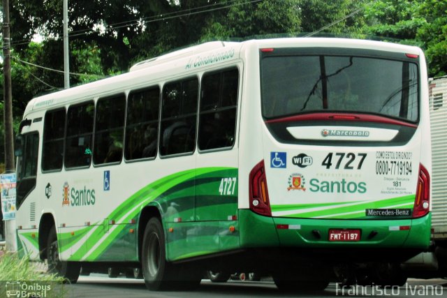 Viação Piracicabana Santos 4727 na cidade de Santos, São Paulo, Brasil, por Francisco Ivano. Número da foto: #5713986.