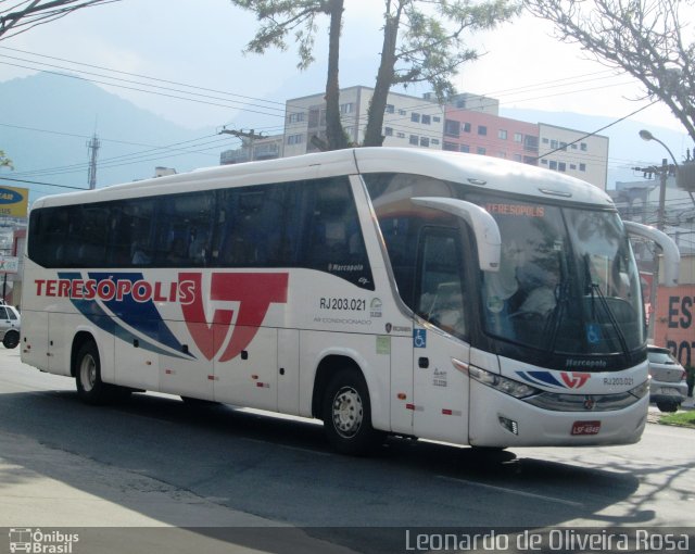 Viação Teresópolis RJ 203.021 na cidade de Teresópolis, Rio de Janeiro, Brasil, por Diego Oliveira. ID da foto: 5716967.