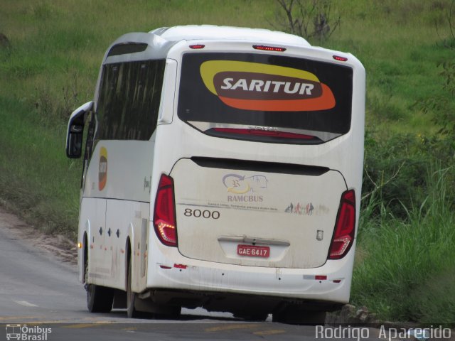 Saritur - Santa Rita Transporte Urbano e Rodoviário 8000 na cidade de Conselheiro Lafaiete, Minas Gerais, Brasil, por Rodrigo  Aparecido. Número da foto: #5797208.