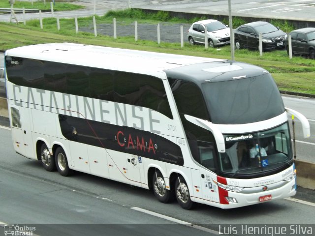 Auto Viação Catarinense 3701 na cidade de Aparecida, São Paulo, Brasil, por Luis Henrique Silva. ID da foto: 5800471.