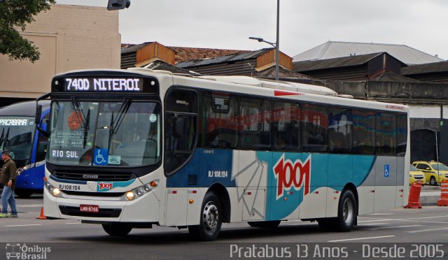 Auto Viação 1001 RJ 108.124 na cidade de Rio de Janeiro, Rio de Janeiro, Brasil, por Cristiano Soares da Silva. ID da foto: 5800891.