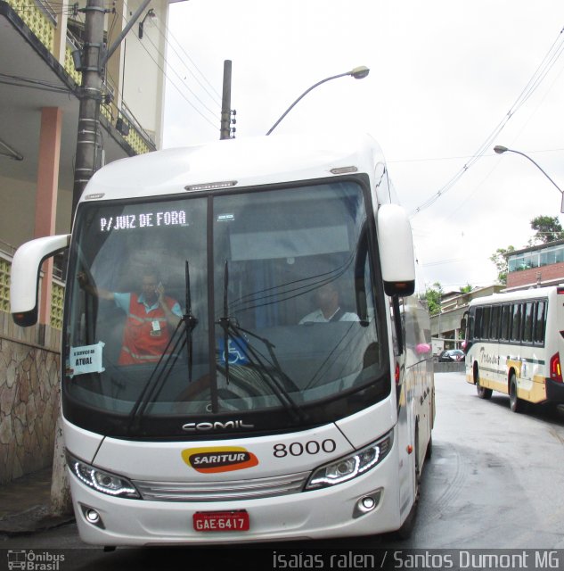 Saritur - Santa Rita Transporte Urbano e Rodoviário 8000 na cidade de Santos Dumont, Minas Gerais, Brasil, por Isaias Ralen. Número da foto: #5803342.