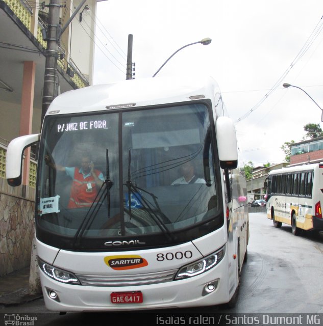 Saritur - Santa Rita Transporte Urbano e Rodoviário 8000 na cidade de Santos Dumont, Minas Gerais, Brasil, por Isaias Ralen. ID da foto: 5803342.