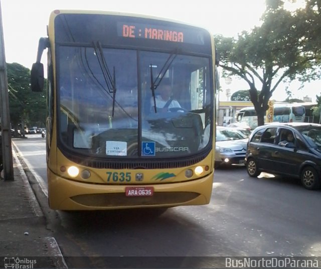 Viação Garcia 7635 na cidade de Mandaguari, Paraná, Brasil, por Josino Vieira. ID da foto: 5803413.