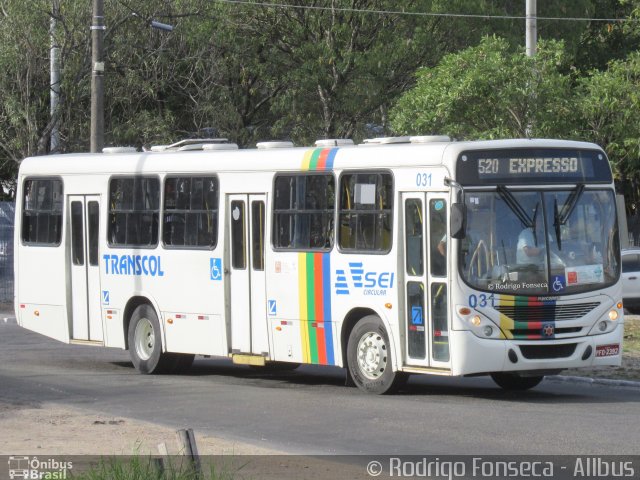 Transcol - Transportes Coletivos Ltda. 031 na cidade de Recife, Pernambuco, Brasil, por Rodrigo Fonseca. ID da foto: 5810890.