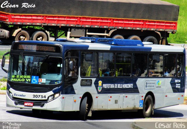 SM Transportes 20754 na cidade de Belo Horizonte, Minas Gerais, Brasil, por César Ônibus. ID da foto: 5811435.