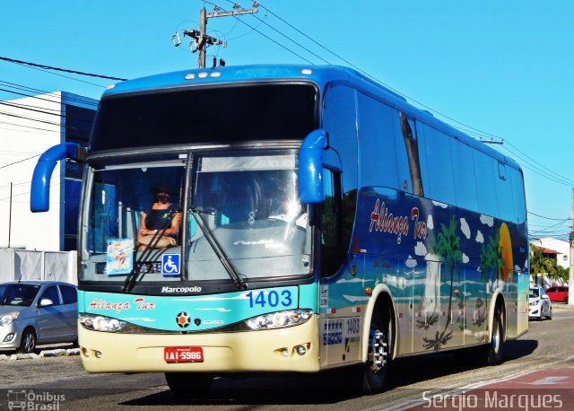 Aliança Tur Transporte de Passageiros e Turismo 1403 na cidade de Aracaju, Sergipe, Brasil, por Sergio Marques . ID da foto: 5815809.