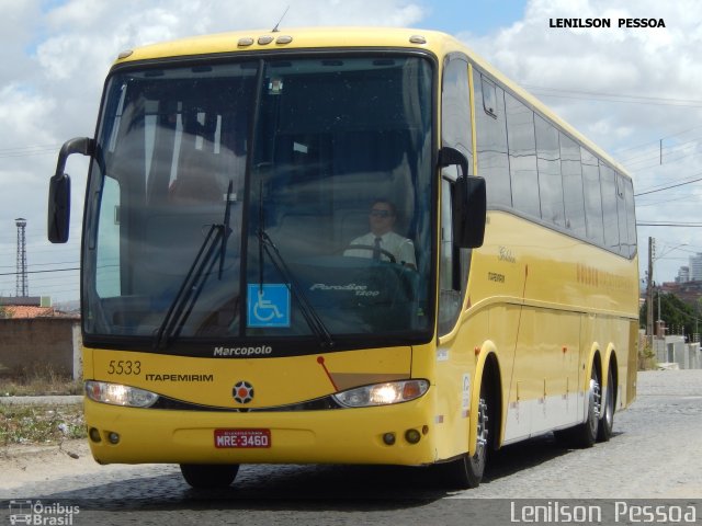 Viação Itapemirim 5533 na cidade de Caruaru, Pernambuco, Brasil, por Lenilson da Silva Pessoa. ID da foto: 5816000.