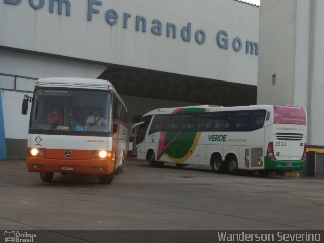 Viação Paraúna 835 na cidade de Goiânia, Goiás, Brasil, por Wanderson Severino. ID da foto: 5815063.