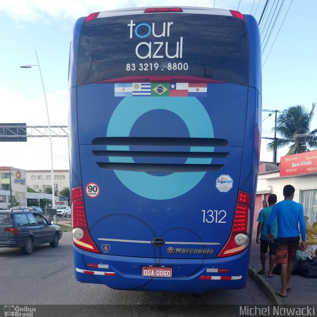 Tour Azul Transportes e Locações 1312 na cidade de Ipojuca, Pernambuco, Brasil, por Michel Nowacki. ID da foto: 5780135.