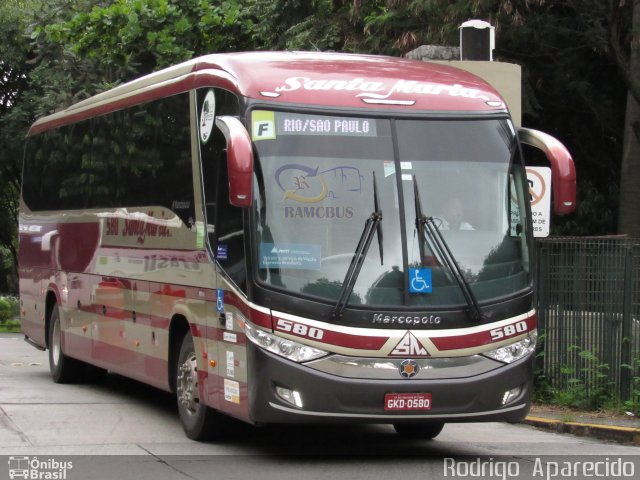 Santa Maria Fretamento e Turismo 580 na cidade de São Paulo, São Paulo, Brasil, por Rodrigo  Aparecido. ID da foto: 5779415.