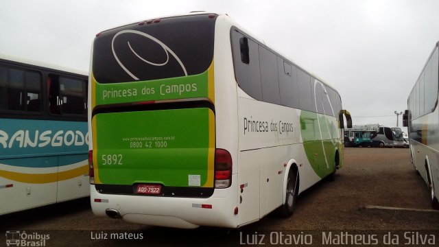 Expresso Princesa dos Campos 5892 na cidade de Telêmaco Borba, Paraná, Brasil, por Luiz Otavio Matheus da Silva. ID da foto: 5834267.