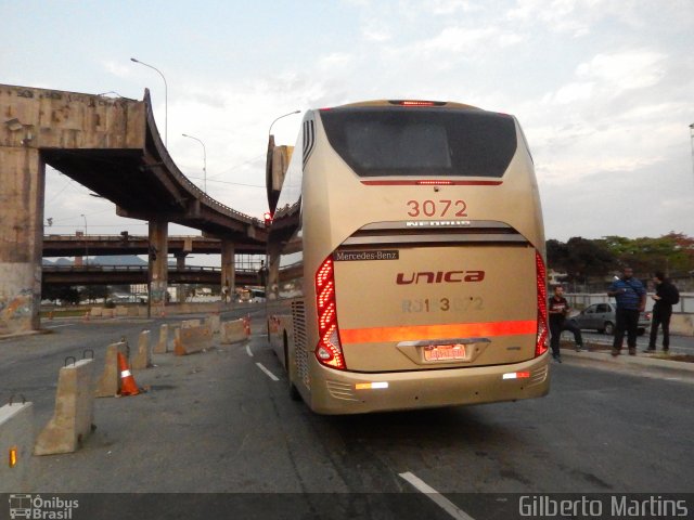 Transportes Única Petrópolis 3072 na cidade de Rio de Janeiro, Rio de Janeiro, Brasil, por Gilberto Martins. ID da foto: 5839196.