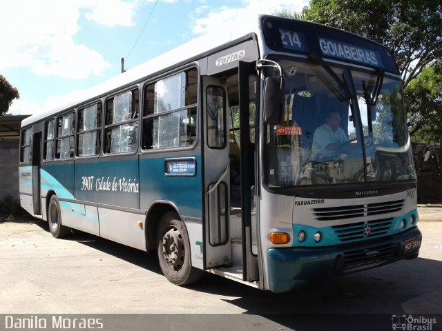 Viação Tabuazeiro 3907 na cidade de Vitória, Espírito Santo, Brasil, por Danilo Moraes. ID da foto: 5840165.