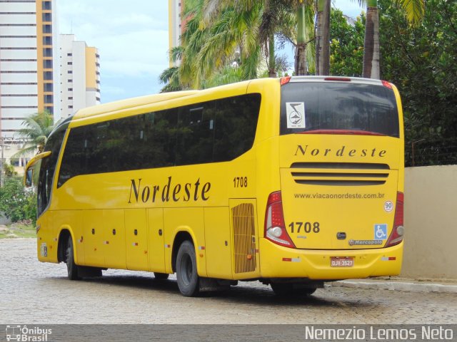 Viação Nordeste 1708 na cidade de Fortaleza, Ceará, Brasil, por Nemezio Lemos Neto. ID da foto: 5843386.