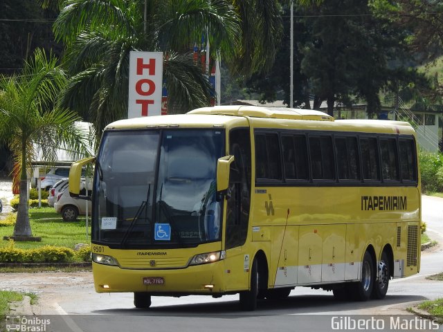 Viação Itapemirim 9501 na cidade de Manhuaçu, Minas Gerais, Brasil, por Gilberto Martins. Número da foto: #5845542.