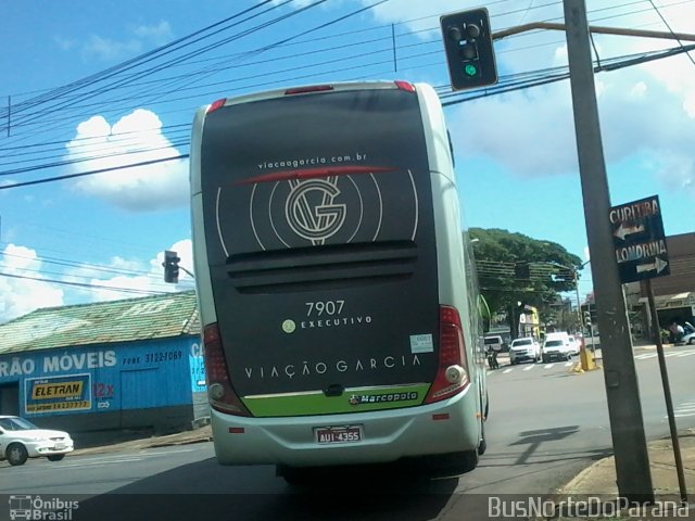 Viação Garcia 7907 na cidade de Apucarana, Paraná, Brasil, por Josino Vieira. ID da foto: 5845606.