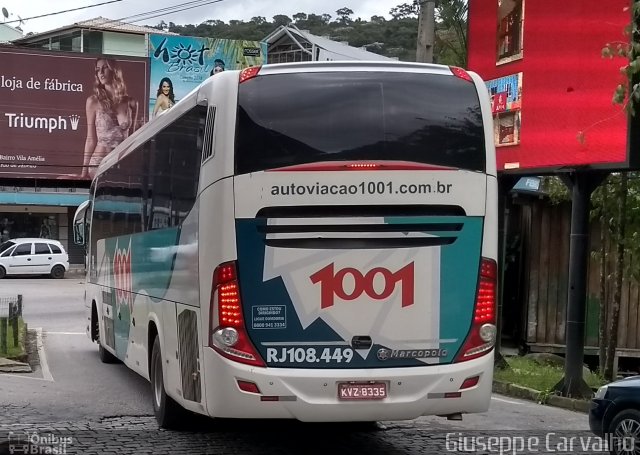 Auto Viação 1001 RJ 108.449 na cidade de Nova Friburgo, Rio de Janeiro, Brasil, por Giuseppe Carvalho. Número da foto: #5884042.