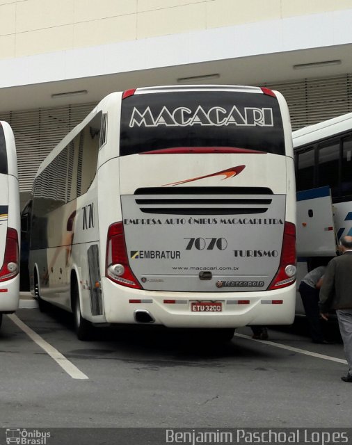 Auto Ônibus Macacari 7070 na cidade de Aparecida, São Paulo, Brasil, por Benjamim Paschoal Lopes. ID da foto: 5887001.