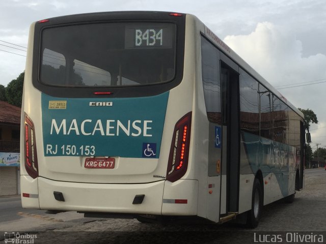 Rápido Macaense RJ 150.153 na cidade de Rio das Ostras, Rio de Janeiro, Brasil, por Lucas Oliveira. ID da foto: 5890929.