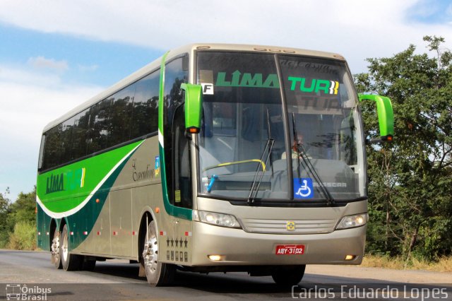 Lima Tur Turismo 3102 na cidade de Capitão Enéas, Minas Gerais, Brasil, por Carlos Eduardo Lopes. ID da foto: 5893206.