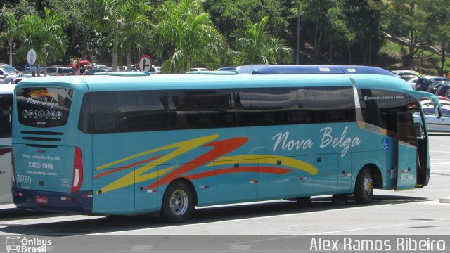 Nova Belga Transportadora Turística 3034 na cidade de Aparecida, São Paulo, Brasil, por Alex Ramos Ribeiro. ID da foto: 5893838.